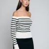 Marcel Cream Stripe Off-The-Shoulder Top