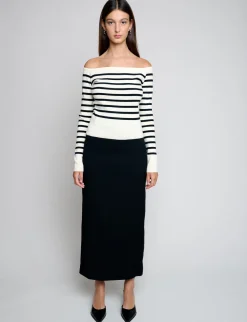 Marcel Cream Stripe Off-The-Shoulder Top