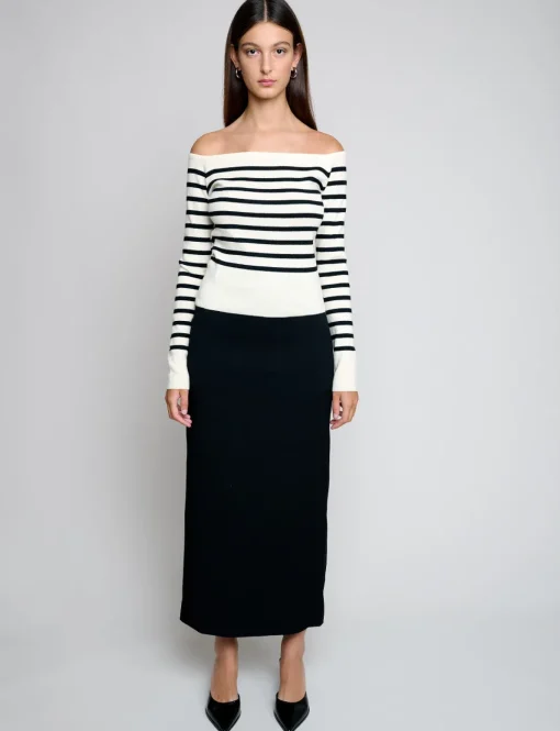 Marcel Cream Stripe Off-The-Shoulder Top