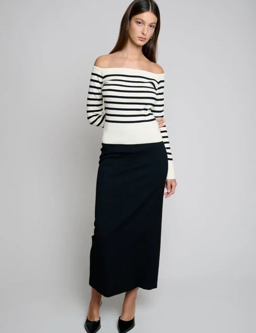 Marcel Cream Stripe Off-The-Shoulder Top