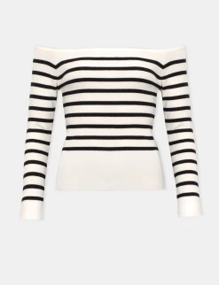 Marcel Cream Stripe Off-The-Shoulder Top
