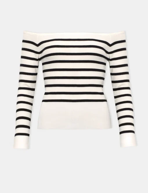 Marcel Cream Stripe Off-The-Shoulder Top