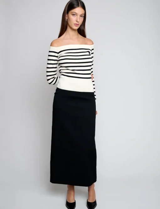 Marcel Cream Stripe Off-The-Shoulder Top