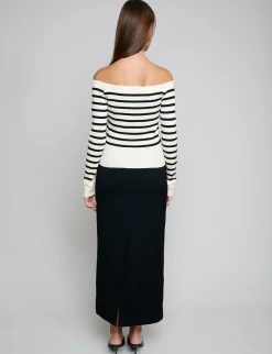 Marcel Cream Stripe Off-The-Shoulder Top
