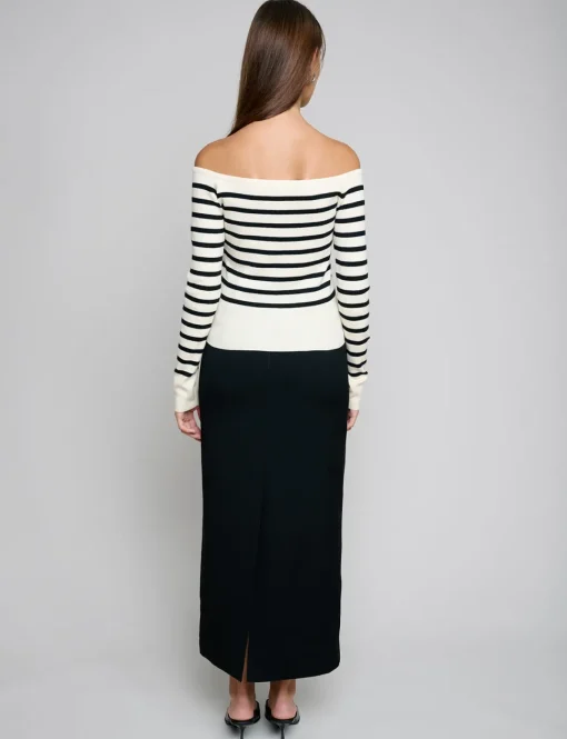 Marcel Cream Stripe Off-The-Shoulder Top