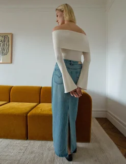 Maxi Belt-Tie Denim Skirt