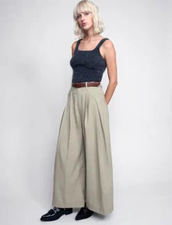 Mel Pleated Tan Pants-BESTSELLER
