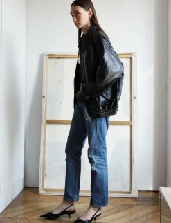 Nash Oversized Leather Bomber Jacket-BESTSELLER