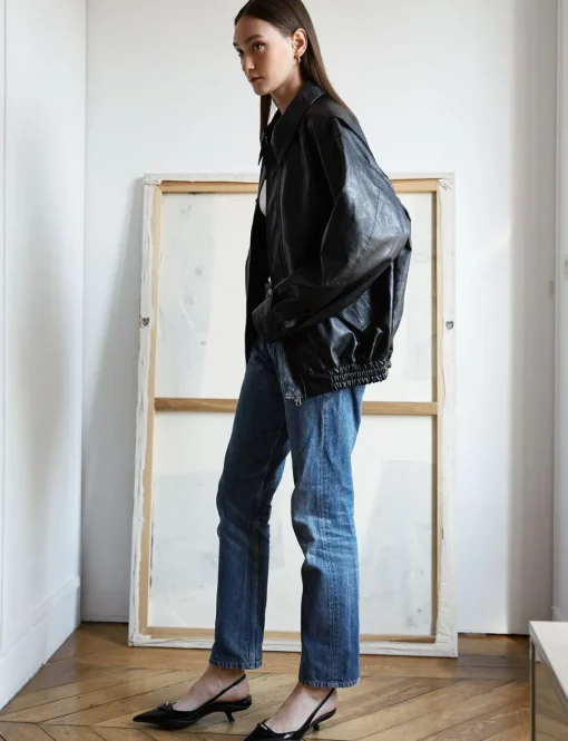 Nash Oversized Leather Bomber Jacket-BESTSELLER