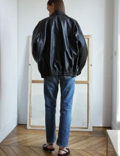 Nash Oversized Leather Bomber Jacket-BESTSELLER