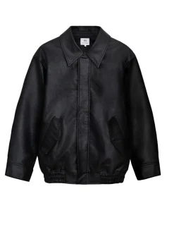 Nash Oversized Leather Bomber Jacket-BESTSELLER