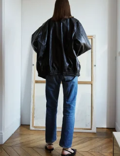 Nash Oversized Leather Bomber Jacket-BESTSELLER
