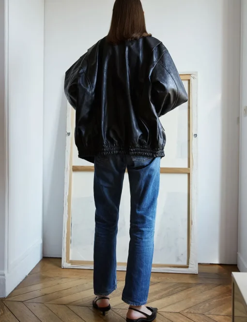 Nash Oversized Leather Bomber Jacket-BESTSELLER