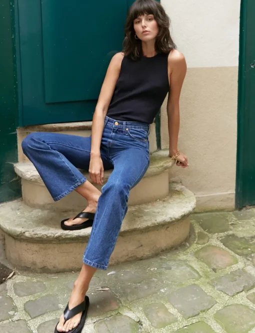 Navy Two-Way Knit Rib Tank