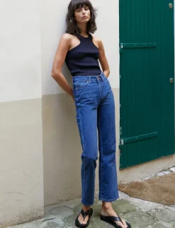 Navy Two-Way Knit Rib Tank