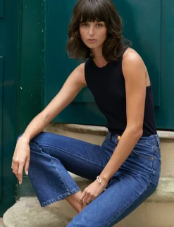 Navy Two-Way Knit Rib Tank