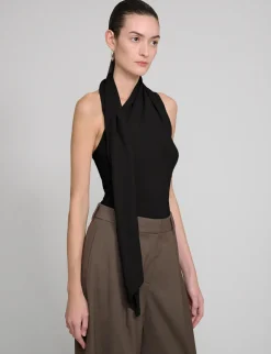 Neck Tie Knit Top