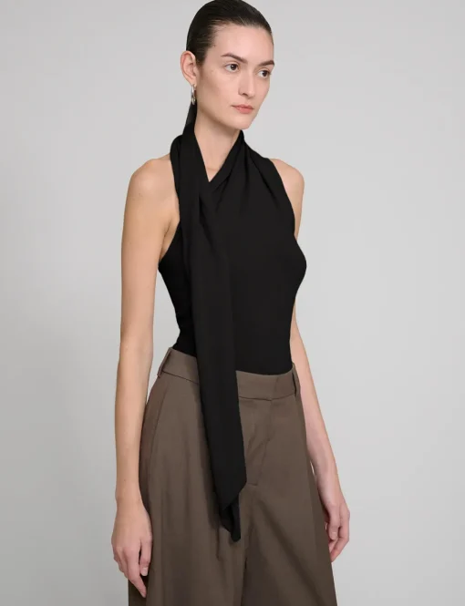 Neck Tie Knit Top