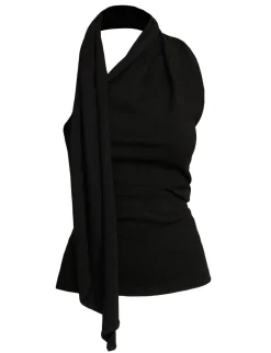 Neck Tie Knit Top