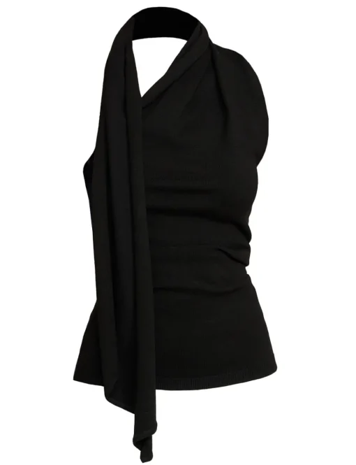 Neck Tie Knit Top