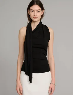 Neck Tie Knit Top