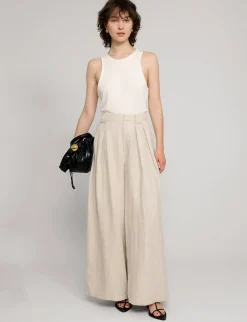 Oat Linen Wide Leg Pants
