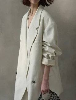 Oat Oversized Linen-Blend Blazer