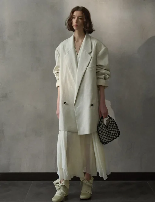 Oat Oversized Linen-Blend Blazer