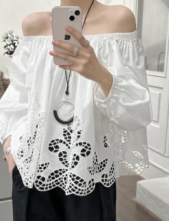 Off The Shoulder Cotton Eyelet Top
