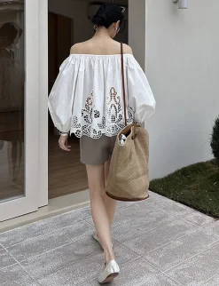 Off The Shoulder Cotton Eyelet Top