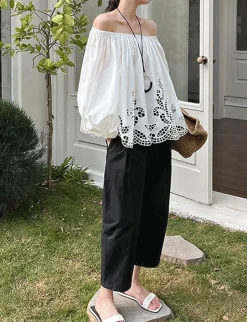 Off The Shoulder Cotton Eyelet Top