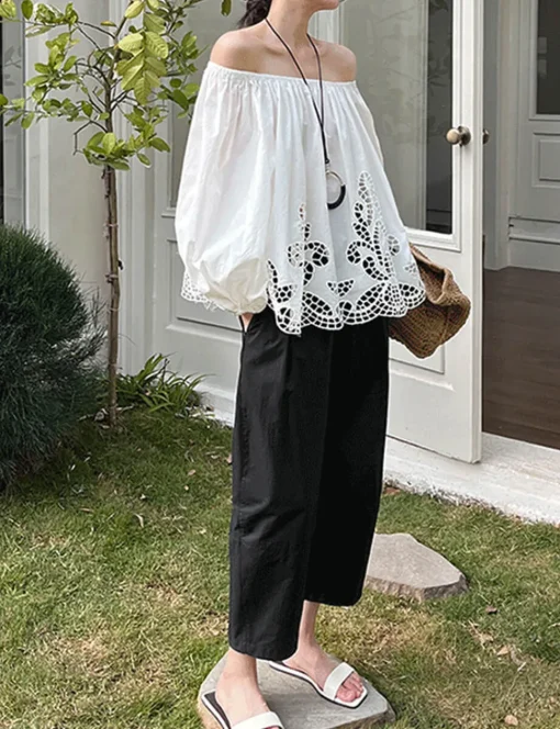 Off The Shoulder Cotton Eyelet Top