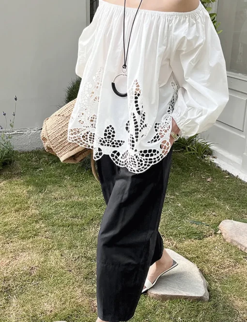 Off The Shoulder Cotton Eyelet Top