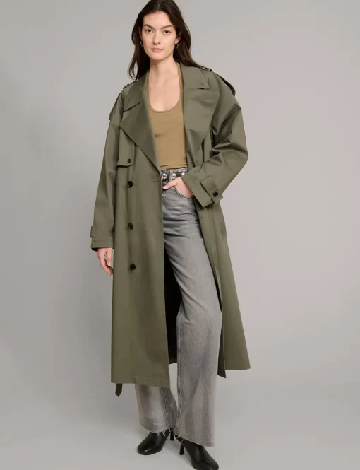 Olive Oversized Trench Jacket