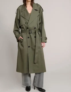 Olive Oversized Trench Jacket