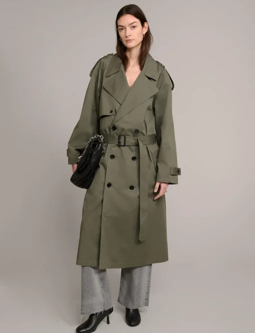 Olive Oversized Trench Jacket