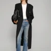 Oversized Wool Gold-Button Maxi Coat