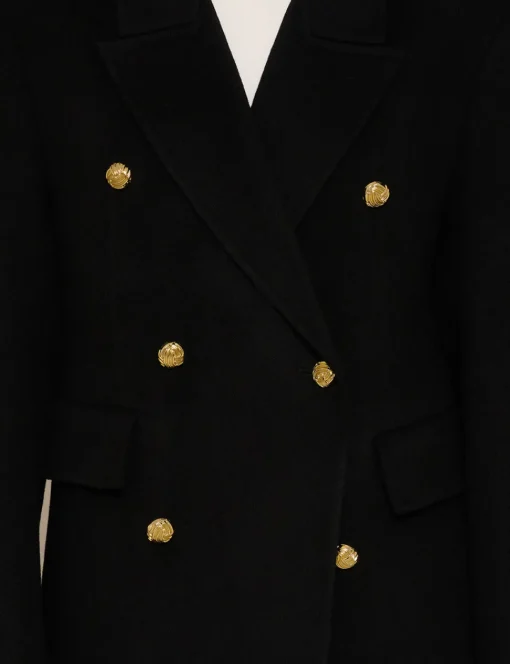 Oversized Wool Gold-Button Maxi Coat