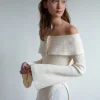 Paula Off-The-Shoulder Button Sweater