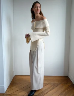 Paula Off-The-Shoulder Button Sweater