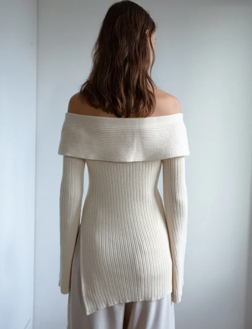 Paula Off-The-Shoulder Button Sweater