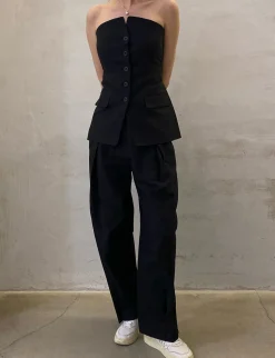 Pleated Linen-Blend Crop Pants
