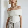 Popcorn Knit Off-The-Shoulder Top-BESTSELLER