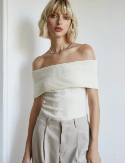 Popcorn Knit Off-The-Shoulder Top-BESTSELLER