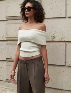 Popcorn Knit Off-The-Shoulder Top-BESTSELLER