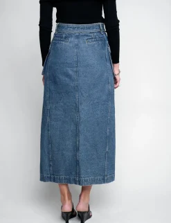 Rochelle Long belted Cargo Denim Skirt