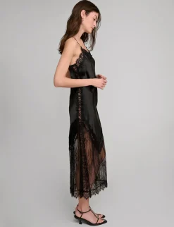 Satin Lace Panel Dress