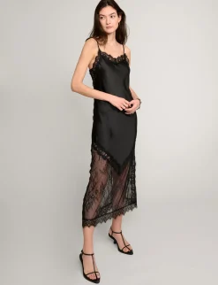 Satin Lace Panel Dress