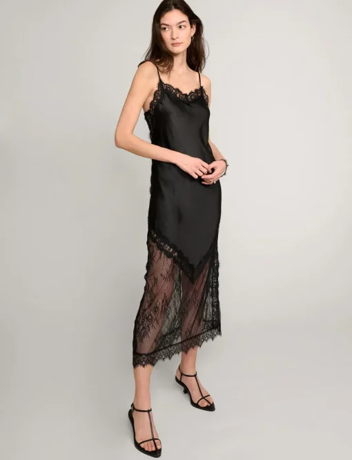 Satin Lace Panel Dress