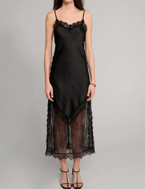 Satin Lace Panel Dress